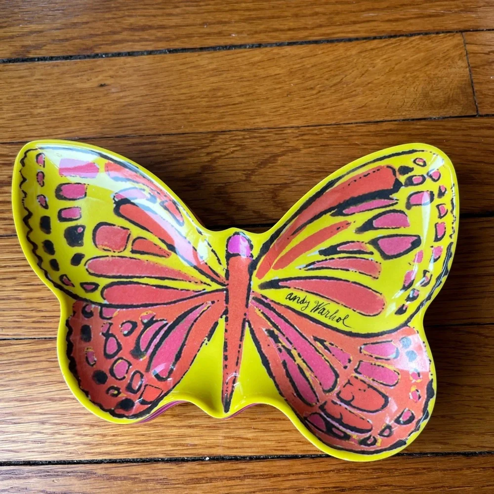 Andy Warhol Butterfly Multicolor Melamine Plates Set of 5 - Picture 8 of 8